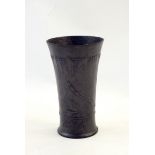 Kayserzinn pewter vase of flared circular form decorated with a trailing hop and stylised leaf