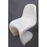 Verner Panton style white plastic moulded chair,