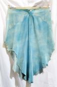 Balmain distressed and patchwork turquoise suede skirt, cut hem, size 38,