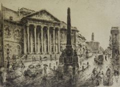 German mid 20th century school Pair of drypoint etchings View of Karlsruhe centre and Karlsruhe