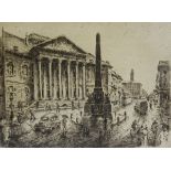 German mid 20th century school Pair of drypoint etchings View of Karlsruhe centre and Karlsruhe