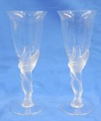 Set of six Carl Faberge 'Kissing Snow Doves' stemmed wine glasses,