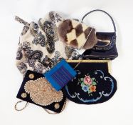 Various vintage and other evening bags including a cross-stitch fixed-frame evening bag,