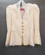 Christian Lacroix silk jacket with white lace godets and on the sleeves,