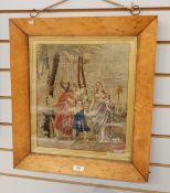 19th century woolwork panel depicting the Holy Family,