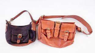 Tan leather Mulberry small satchel and a brown and tan leather small shoulder bag (2)