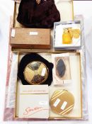 Boxed Stratton compact, other compacts, a boxed small scent bottle,