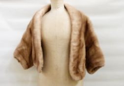 Mink blonde mink cape with sleeves