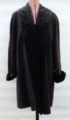 Cache D'Or wool and astrakhan style velvet trimmed shawl, collar and cuffs,
