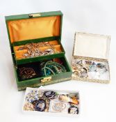 Quantity of costume jewellery to include a silver-mounted cheroot holder, an agate buckle,