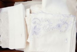 Quantity of linen sheets, some embroidered, pillowcases, etc.