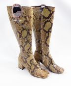 Gucci python knee boots, green and black, silver coloured metal logo rings, size 37.