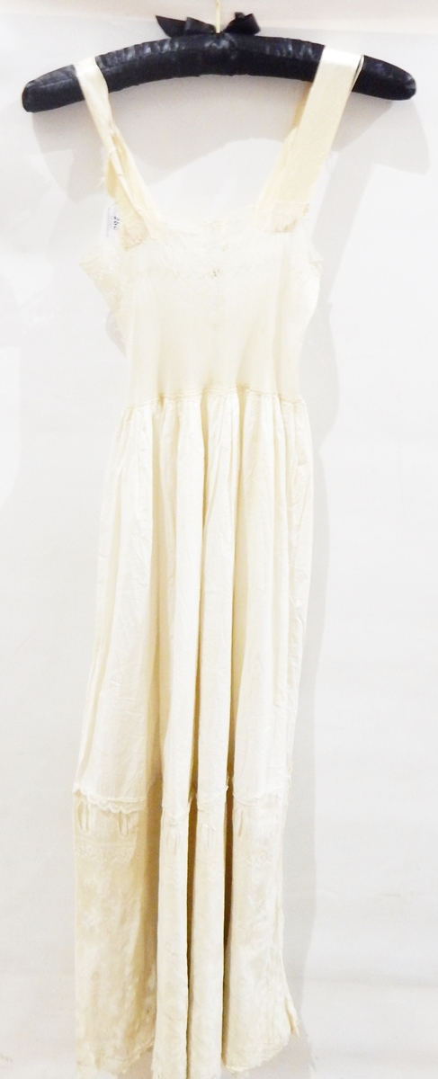 1920's cotton night gown/underslip, trimmed with lace,