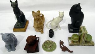 Various model cats to include 'Elegance' inspired by the work of Heinz Warneke, 29cm high,