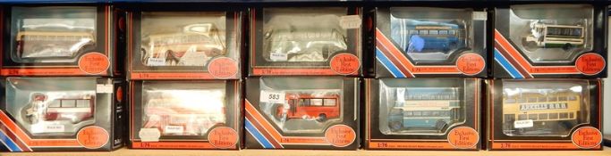 Collection of Exclusive First Edition diecast model buses in window boxes