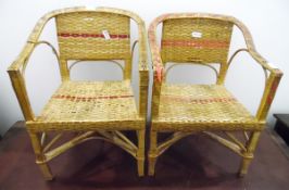 Pair of child's woven cane armchairs