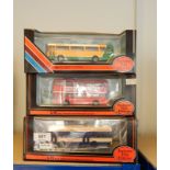 Collection of Exclusive First Edition diecast model buses in window boxes