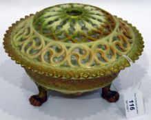 Royal Worcester tinted bisque porcelain pot-pourri bowl and pierced cover, No.