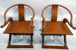 Pair of reproduction Chinese-style elbow chairs (2)