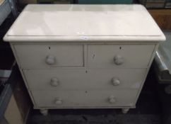 Victorian painted pine chest of two short and two long drawers,
