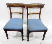 Set of William IV mahogany bar-back dining chairs with plain horizontal splats,