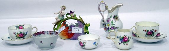 Crown Staffordshire part tete-a-tete tea service, floral decorated, a Dresden china ewer,