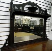 Late Victorian mahogany-framed rectangular wall mirror with bevelled plate, open fretwork back,