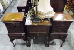Pair of miniature chests of drawers with four drawers, raised on cabriole legs,
