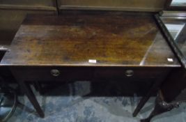 19th century oak rectangular-topped side table, with two frieze drawers, on square tapering legs,