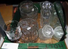 Large quantity of glassware including fruit bowls with matching bowls, engraved pudding bowls,