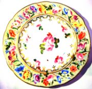 Early 19th century Nantgarw porcelain plate painted with cabbage roses to centre,