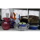 Large quantity of art glass including bowls, vases, jugs, etc.