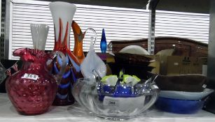 Large quantity of art glass including bowls, vases, jugs, etc.