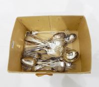 Quantity of plated flatware and two trays