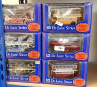 Collection of Exclusive First Edition De Luxe Series diecast model buses in window boxes