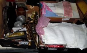 Assorted collectables including a Roberts radio, brass fire companions, etc.