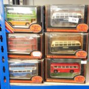 Collection of Exclusive First Edition diecast model buses in window boxes