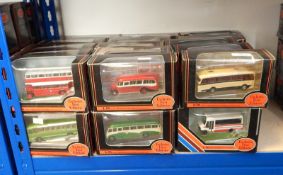 Collection of Exclusive First Edition diecast model buses in window boxes