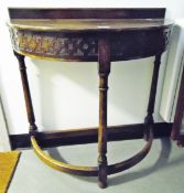 Early 20th century demi-lune hall/side table having carved frieze,