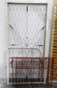 Late Victorian single bedstead with white painted tubular metal head and footboards and a wire