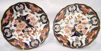 Pair of Royal Crown Derby Imari coloured plates,