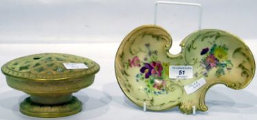 Royal Worcester 'Blush Ivory' trinket dish decorated with flowers and a Royal Worcester pot-pourri