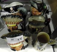 Various Royal Doulton character jugs including 'North American Indian' x 2, 'Long John Silver',
