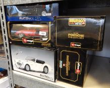 Collection of Burago diecast model cars together with Auto Art Millennium Austin Healey 3000, etc.
