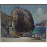 G Cox(?) Oil painting "Kyrenia", coastal scene,
