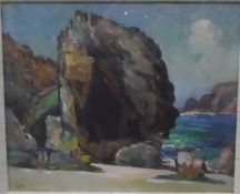 G Cox(?) Oil painting "Kyrenia", coastal scene,
