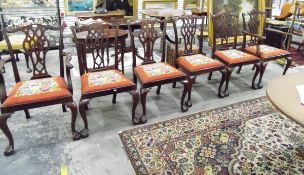 Set of six early 19th century mahogany dining chairs (4+2), having shaped crest rails,