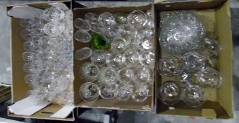 Large quantity of assorted glassware including wines, sherries, sundae dishes,