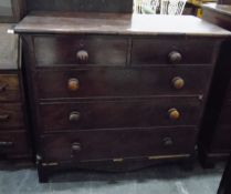 19th century mahogany chest of drawers, with two short and three long graduated drawers,
