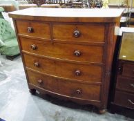 Victorian mahogany bowfront chest of drawers, with two short and three long graduated drawers,